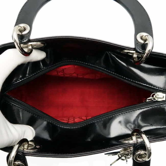 Christian Dior Handbag Lady Dior Cannage Enamel Black - Picture 2 of 7